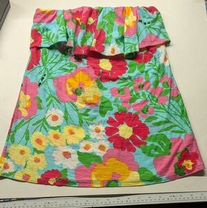 Lilly Pulitzer Ants On Parade Wiley Ruffled Top Floral Aline Fit Sz Medium